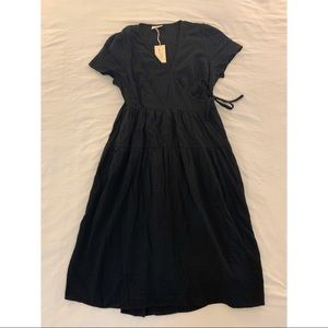 NEW tea-length black wrap dress